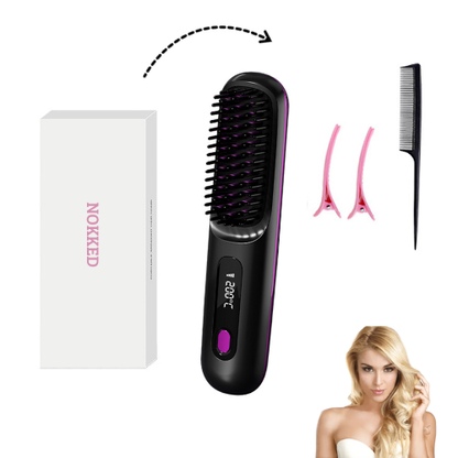 GlowBrush™ - Plancha de pelo inalámbrica 3 en 1
